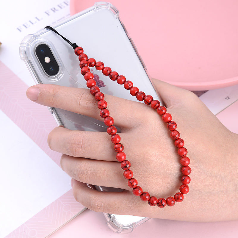 New Anti Lost Phone Strap Telephone Jewelry 6mm Natural Stone Beaded Wrist Lanyard Key Phone Chain Accessories Findings