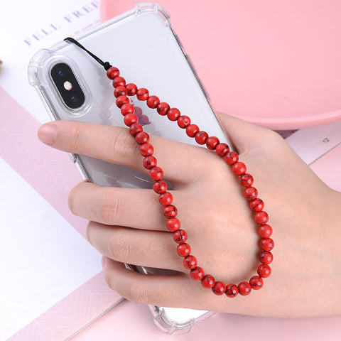 Image of New Anti Lost Phone Strap Telephone Jewelry 6mm Natural Stone Beaded Wrist Lanyard Key Phone Chain Accessories Findings