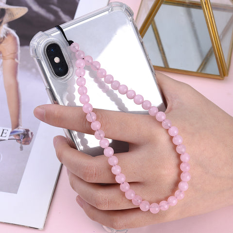 Image of New Anti Lost Phone Strap Telephone Jewelry 6mm Natural Stone Beaded Wrist Lanyard Key Phone Chain Accessories Findings