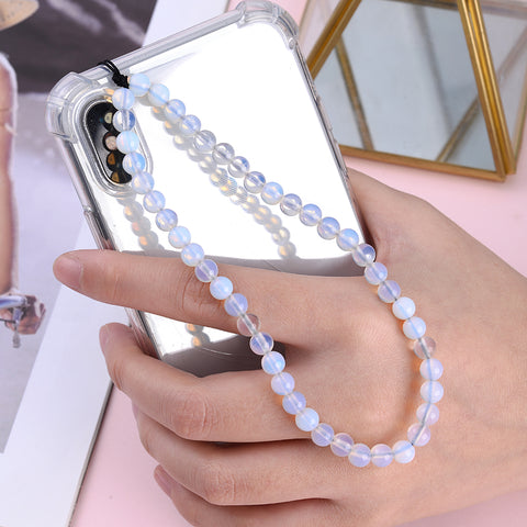 Image of New Anti Lost Phone Strap Telephone Jewelry 6mm Natural Stone Beaded Wrist Lanyard Key Phone Chain Accessories Findings