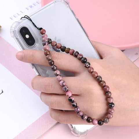 Image of New Anti Lost Phone Strap Telephone Jewelry 6mm Natural Stone Beaded Wrist Lanyard Key Phone Chain Accessories Findings