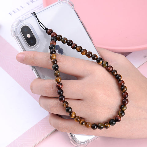 Image of New Anti Lost Phone Strap Telephone Jewelry 6mm Natural Stone Beaded Wrist Lanyard Key Phone Chain Accessories Findings