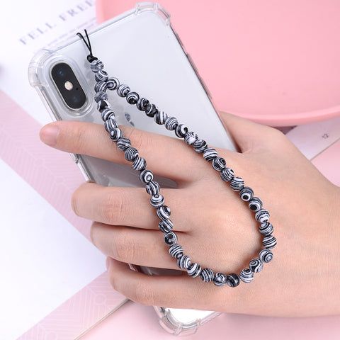 Image of New Anti Lost Phone Strap Telephone Jewelry 6mm Natural Stone Beaded Wrist Lanyard Key Phone Chain Accessories Findings