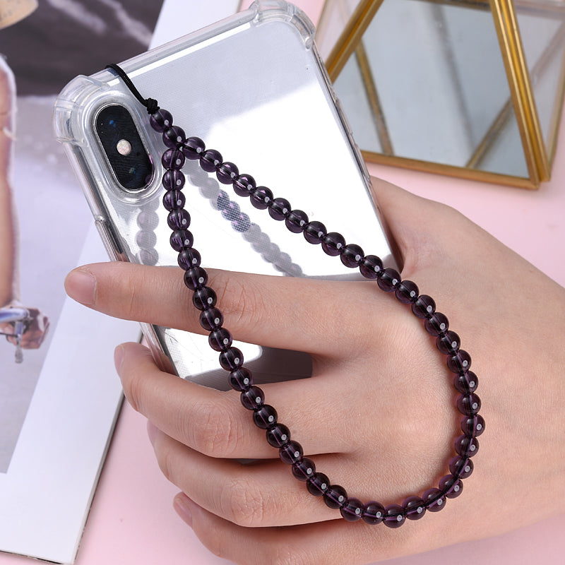 New Anti Lost Phone Strap Telephone Jewelry 6mm Natural Stone Beaded Wrist Lanyard Key Phone Chain Accessories Findings