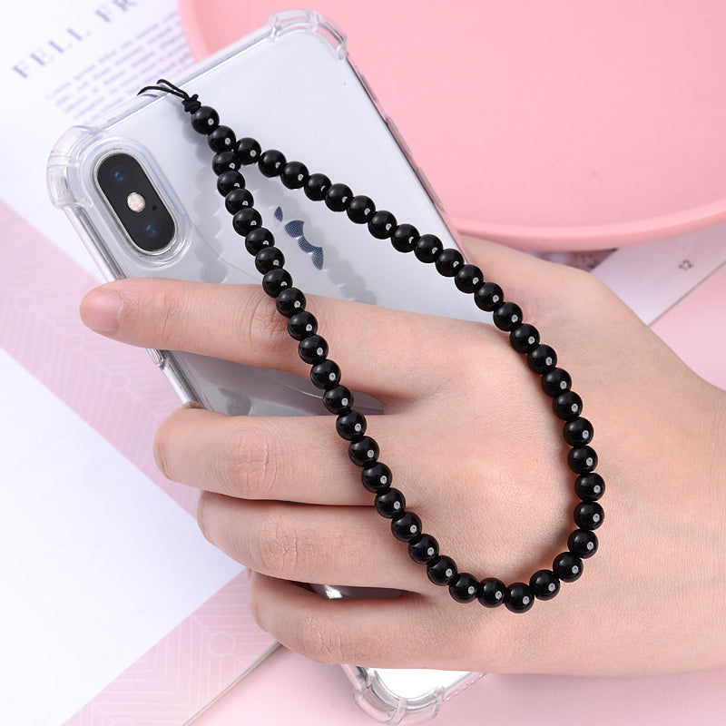 New Anti Lost Phone Strap Telephone Jewelry 6mm Natural Stone Beaded Wrist Lanyard Key Phone Chain Accessories Findings