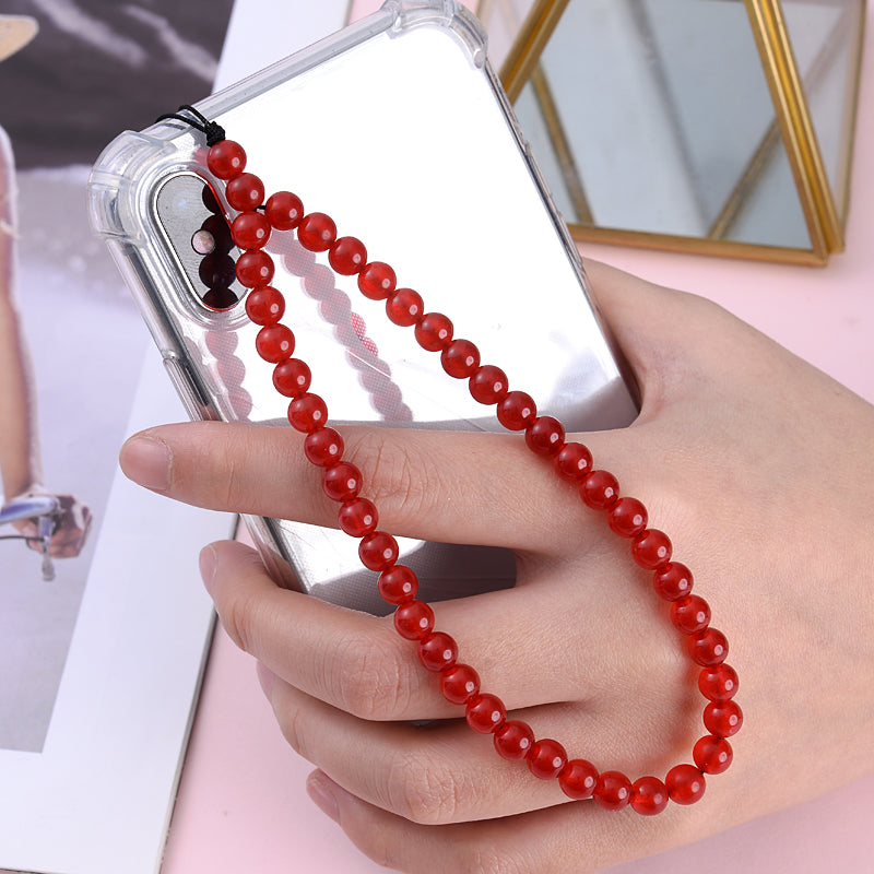 New Anti Lost Phone Strap Telephone Jewelry 6mm Natural Stone Beaded Wrist Lanyard Key Phone Chain Accessories Findings