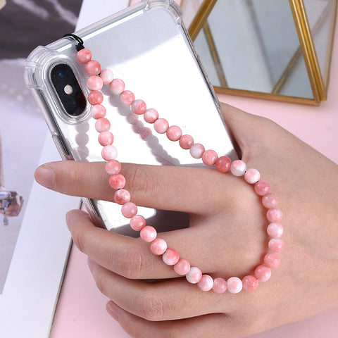 Image of New Anti Lost Phone Strap Telephone Jewelry 6mm Natural Stone Beaded Wrist Lanyard Key Phone Chain Accessories Findings