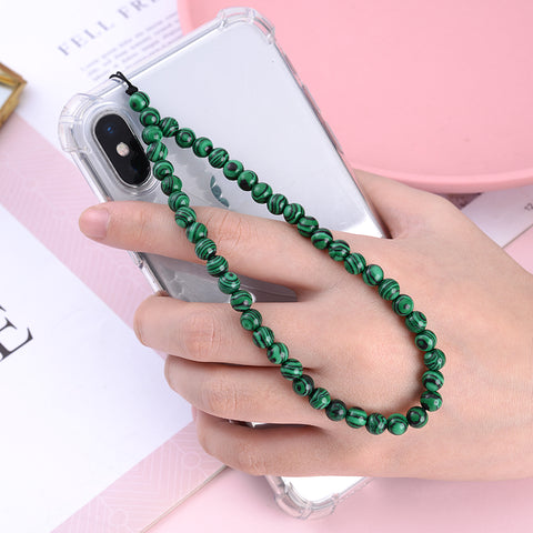 Image of New Anti Lost Phone Strap Telephone Jewelry 6mm Natural Stone Beaded Wrist Lanyard Key Phone Chain Accessories Findings
