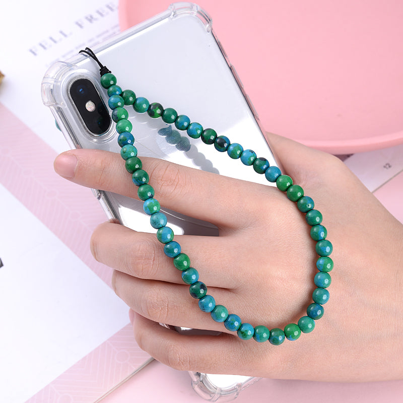New Anti Lost Phone Strap Telephone Jewelry 6mm Natural Stone Beaded Wrist Lanyard Key Phone Chain Accessories Findings