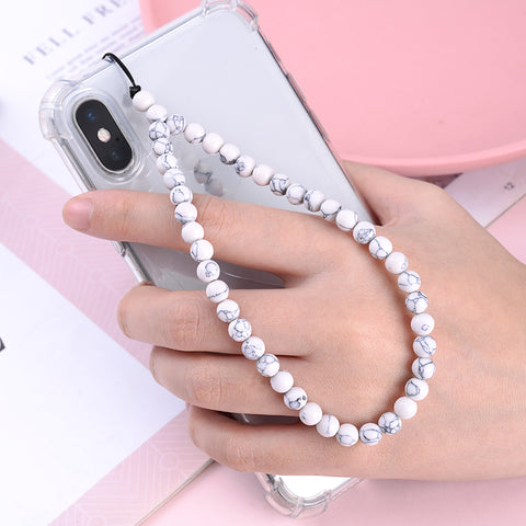 Image of New Anti Lost Phone Strap Telephone Jewelry 6mm Natural Stone Beaded Wrist Lanyard Key Phone Chain Accessories Findings