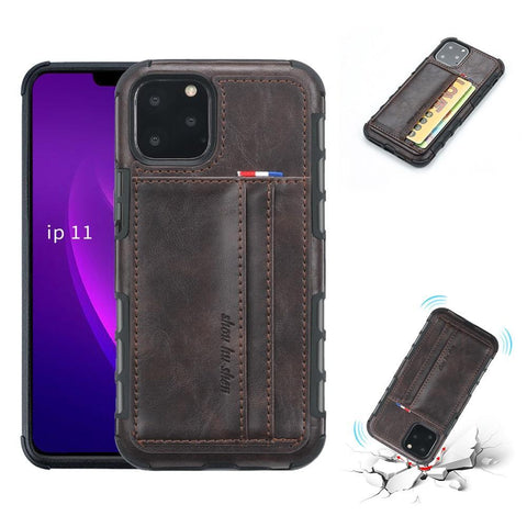 Image of PU Leather business style phone cover with card slot Phone Case for iPhone
