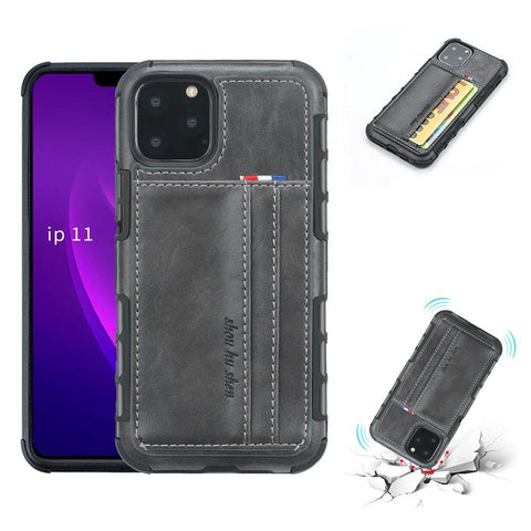 Image of PU Leather business style phone cover with card slot Phone Case for iPhone