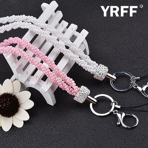 Image of Pearl Rhinestone phone Lanyard Rope, Fashion Bead phone Camera straps lanyard accessories phone Camera Universal Lanyard Rope
