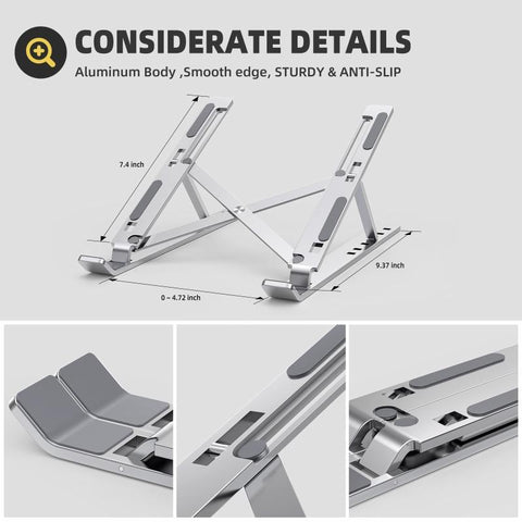 Image of Portable Laptop Stand Aluminium Foldable Notebook Support Notebook For Macbook Air Holder Adjustable Bracket Laptop Accessories