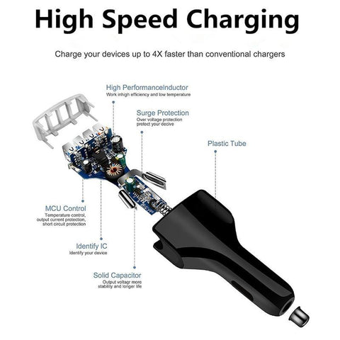 Image of QC3.0 7A 4 USB Port Fast Charging Car Charger Adapter