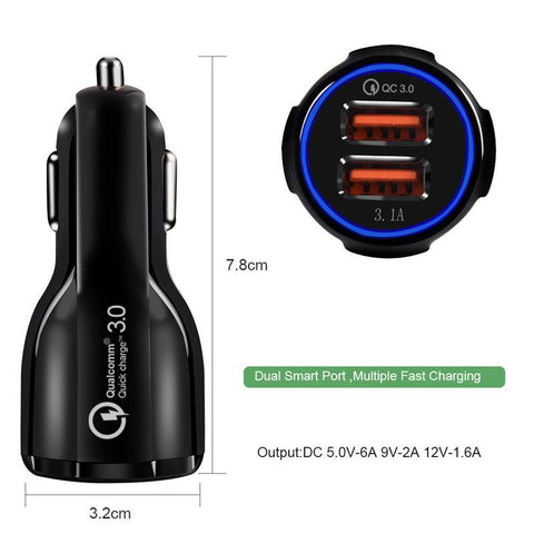 Image of QC3.0+3.1A Dual USB Fast Charging Car Charger chicken leg car plug