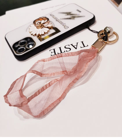 Image of Mobile phone lanyard Silk Scarf long wrist universal lanyard