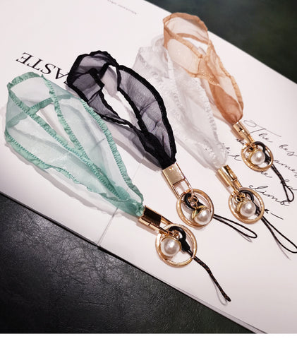 Image of Mobile phone lanyard Silk Scarf long wrist universal lanyard