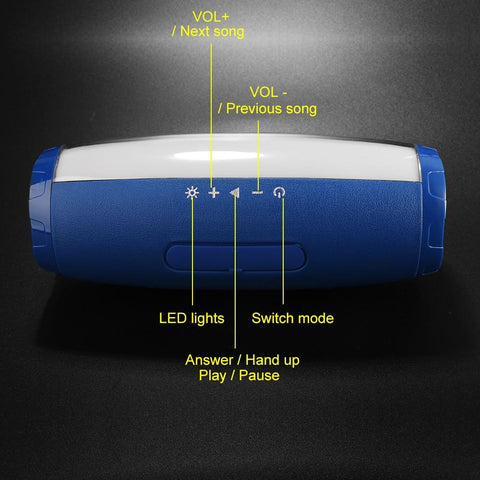 Image of TG165 Portable Speakers Column Wireless Bluetooth Speaker BoomBox Outdoor Bass HIFI TF FM Radio AUX USB Sound Box With LED Light