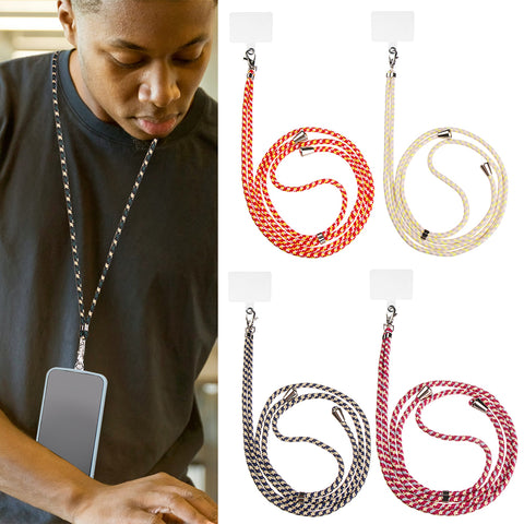Image of Universal Cell Phone Lanyards with Adjustable Detachable Nylon Neck Crossbody Lanyard with Transparent Durable Pads