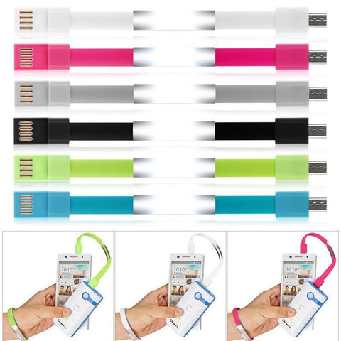 Image of Wristband USB Charger short Cable for iPhone Android Micro USB and Type C