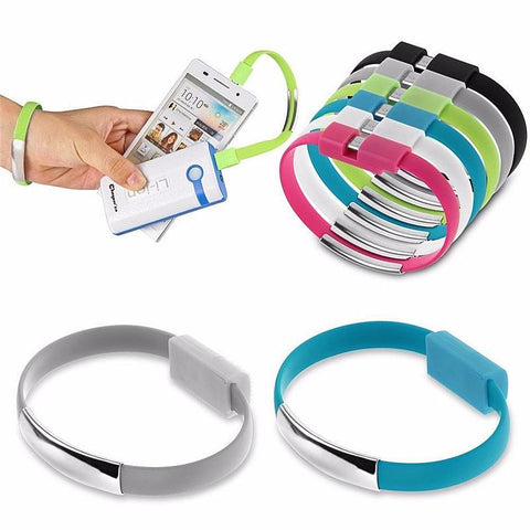 Image of Wristband USB Charger short Cable for iPhone Android Micro USB and Type C