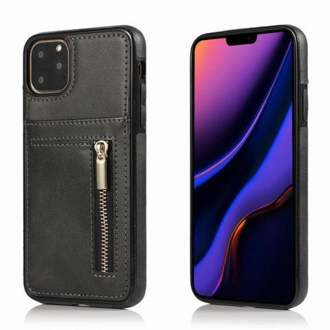 Image of Zipper wallet case Leather phone case back cover for iphone 11 12 mini pro max