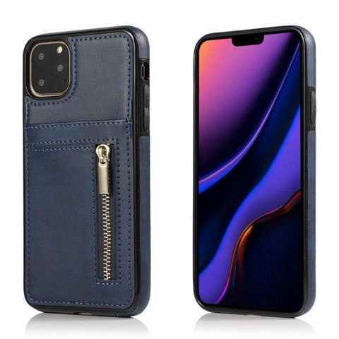 Image of Zipper wallet case Leather phone case back cover for iphone 11 12 mini pro max