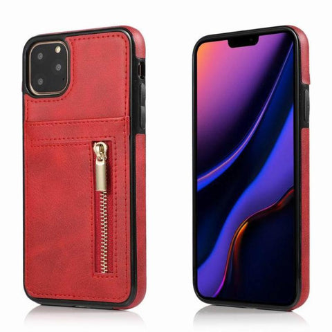 Image of Zipper wallet case Leather phone case back cover for iphone 11 12 mini pro max