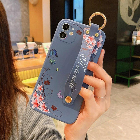 Image of Wrist Strap Cactus Flowers Phone Case For iPhone models 12 11 pro max 7 8 plus x xr xs xsmax