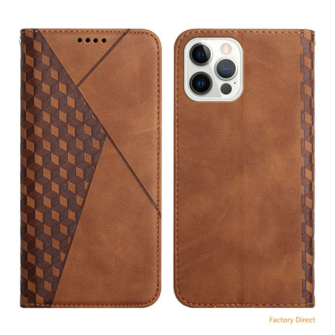 Image of Galaxy A02S A12 A13 A22 A21S A51 A71 Stylish Flip case Samsung A22 A32 A42 A52 A72 4G 5G Luxury Shockproof Grid pattern Leather flip cover with stand holder and card slot window hole wallet back cover
