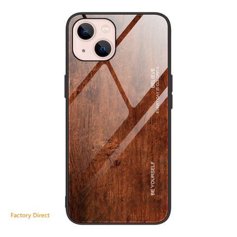 Image of Samsung A3 Sery Wood grain design tempered glass phone case