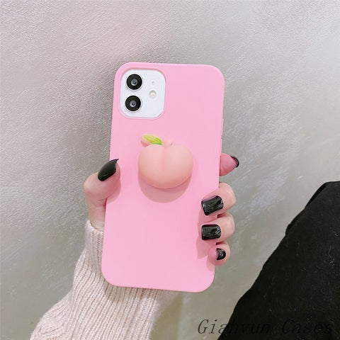 Image of iPhone 12 pro max iphone 11 pro max iphone 13 pro max case Pinch Music Decompress Peach Liquid Silicone Cheap Phone Case For iphone x xr xs max iphone 6 7 8plus