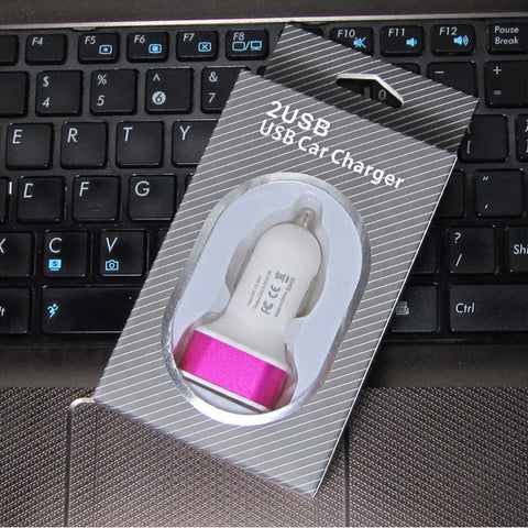 Image of 5V 2.1A Alloy Ring Dual USB Port Car Charger with Metallic Design