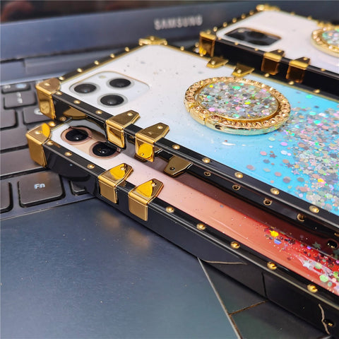 Image of iPhones Luxury Bling Glitter Star Case Gradient Colorful Sequins Soft Square Phone Cover