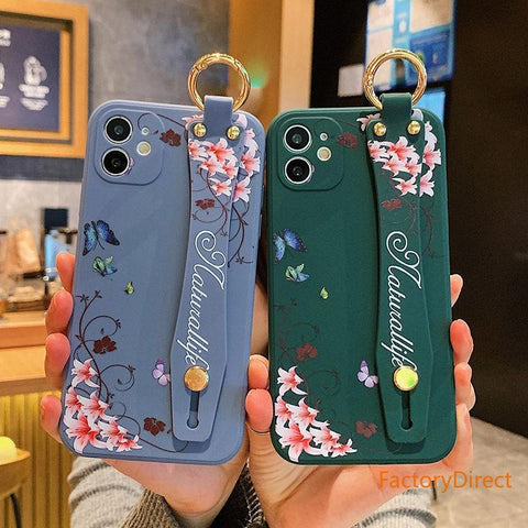 Image of Wrist Strap Cactus Flowers Phone Case For iPhone models 12 11 pro max 7 8 plus x xr xs xsmax