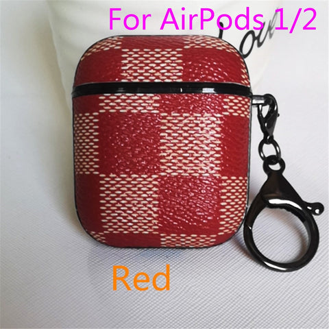 Image of Luxury Leather case for Airpods 1 2 with keychain