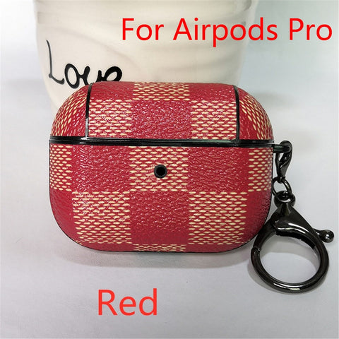 Image of Luxury Leather case for Airpods 1 2 pro 3 with keychain