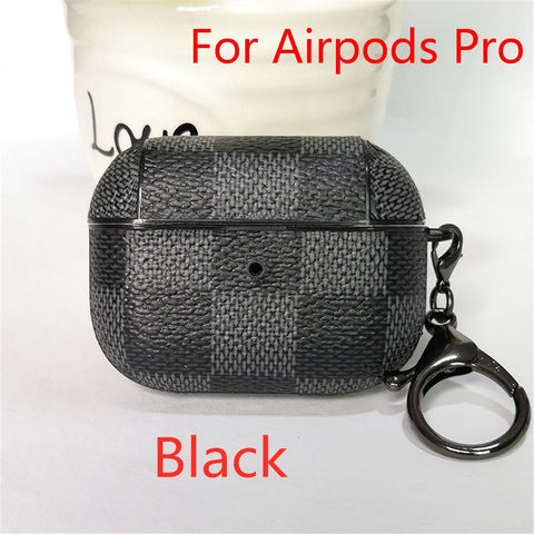 Image of Luxury Leather case for Airpods 1 2 pro 3 with keychain