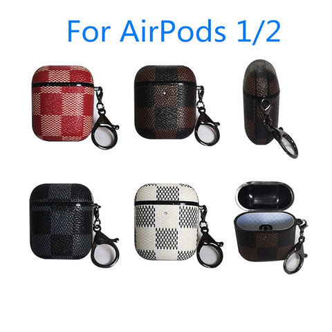 Image of Luxury Leather case for Airpods 1 2 pro 3 with keychain