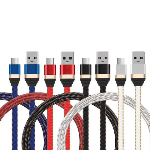 Image of Flat usb cable 2A Fast Charging for iPhone iPad Android V8 & Type C