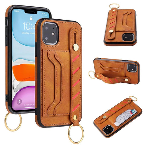 Image of Leather phone Case for iPhone 12 mini pro max X 8 7 6 iphone 11 with card slots