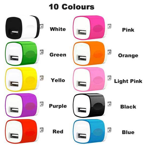 Image of Colorful USB Travel AC Wall Charger 5V1A single port