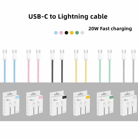 Image of NEW 20W PD USB cable Type C to 8 pin Lightning fast charging charger