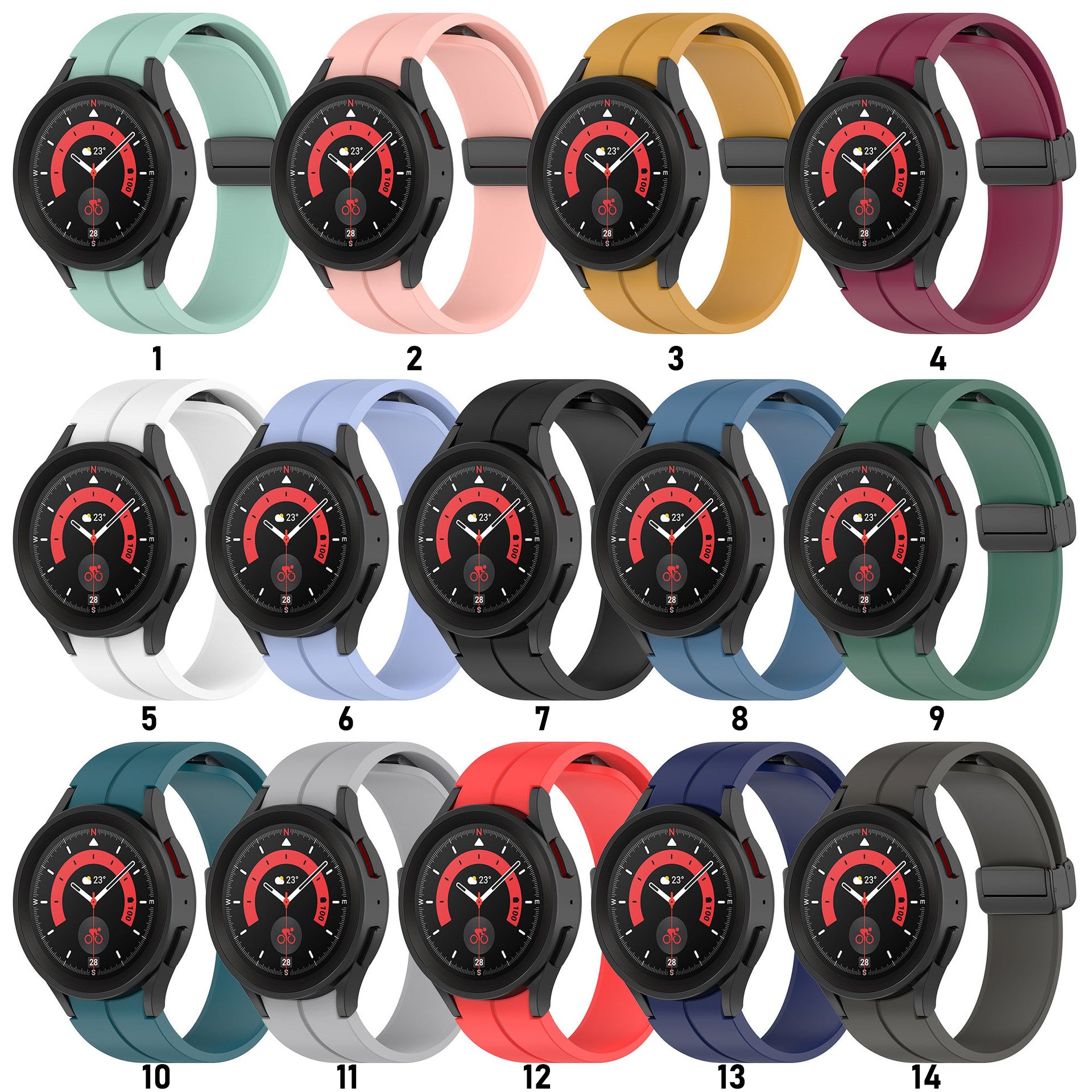 Silicone band for Galaxy watches 4567 Ultra with magnetic clasp