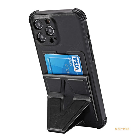 Image of iPhone 13 12 Mini 11 Pro Max Casing Luxury Shockproof  Leather phone case with stand holder and card slot wallet back cover For apple X XR XS Max SE 2020 with magnetic plate