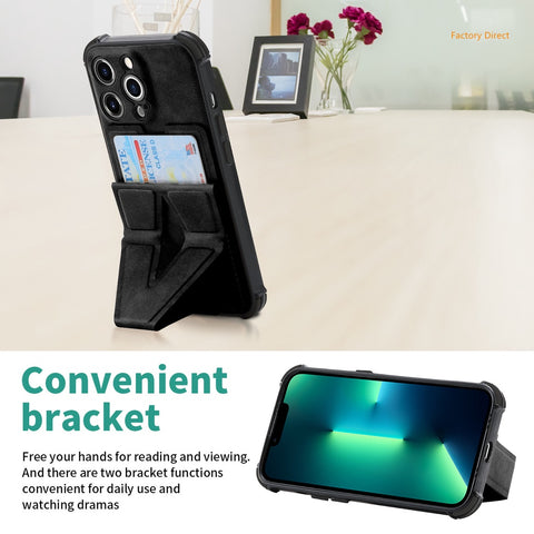 Image of iPhone 13 12 Mini 11 Pro Max Casing Luxury Shockproof  Leather phone case with stand holder and card slot wallet back cover For apple X XR XS Max SE 2020 with magnetic plate