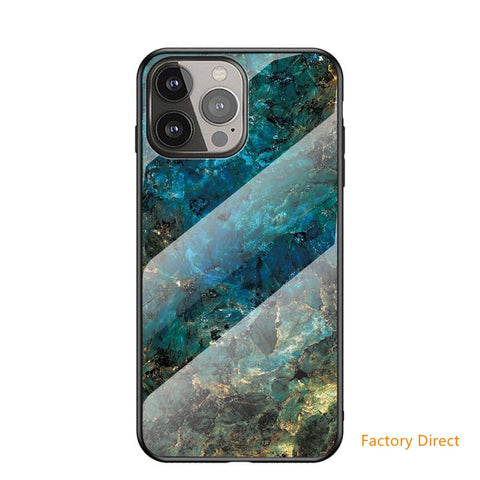 Image of Marble design glass back cover case for iPhone 13 12 11 latest apple phone models