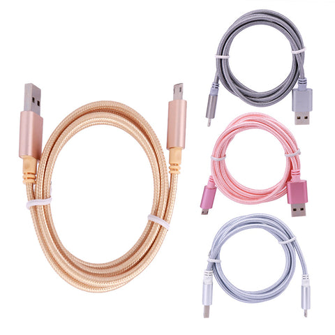 Image of 3ft colorful Braided USB charger cable for iPhone Android Micro USB Type C