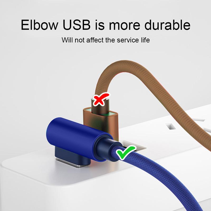 3ft 90 Degree charger cable USB Data cable for easy charging